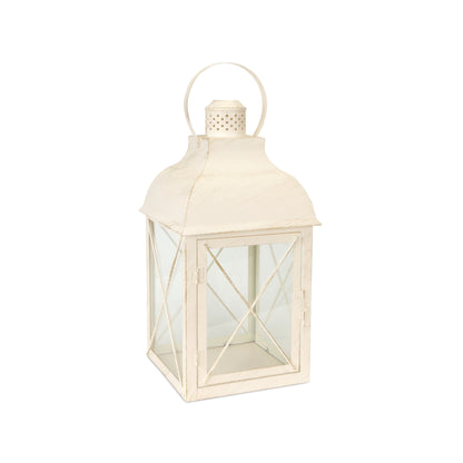 Lantern 18.5"H Metal/Glass - ANT/WH