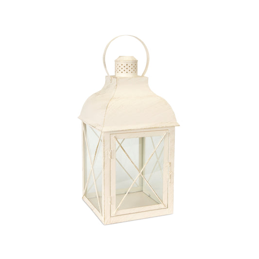 Lantern 18.5"H Metal/Glass - ANT/WH