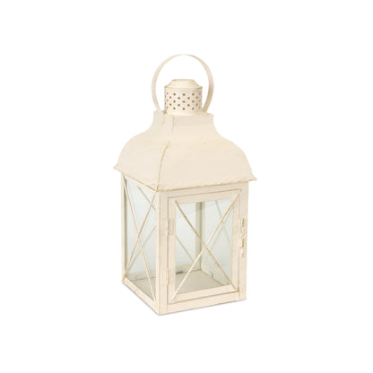 Lantern 13.25"H Metal/Glass - ANT/WH