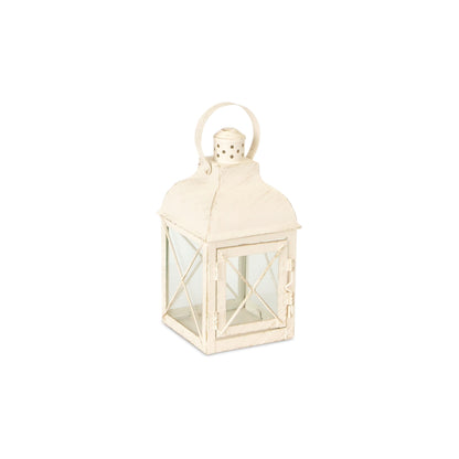 Lantern 8.25"H Metal/Glass - ANT/WH