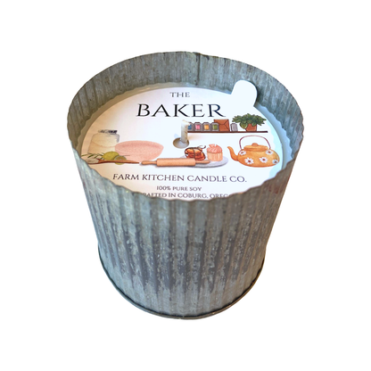 "The Baker"  Soy Candle | Rustic Metal | 10 oz.