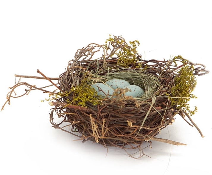 Small Robin's Nest w/ Eggs - 5"D Twig/Foam