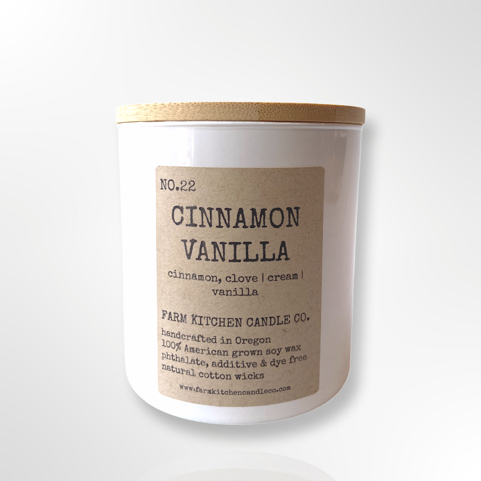 Cinnamon Vanilla Soy Candle | White Tumbler | 8.5 oz.